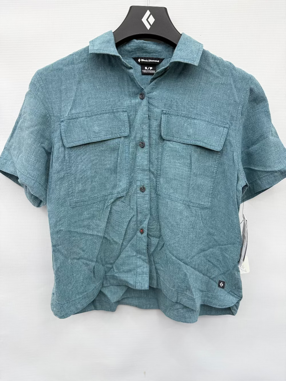 Black Diamond W NATURAL FIBRE SS BUTTON SHIRT SAMP S26 - Size SMALL - Glacier