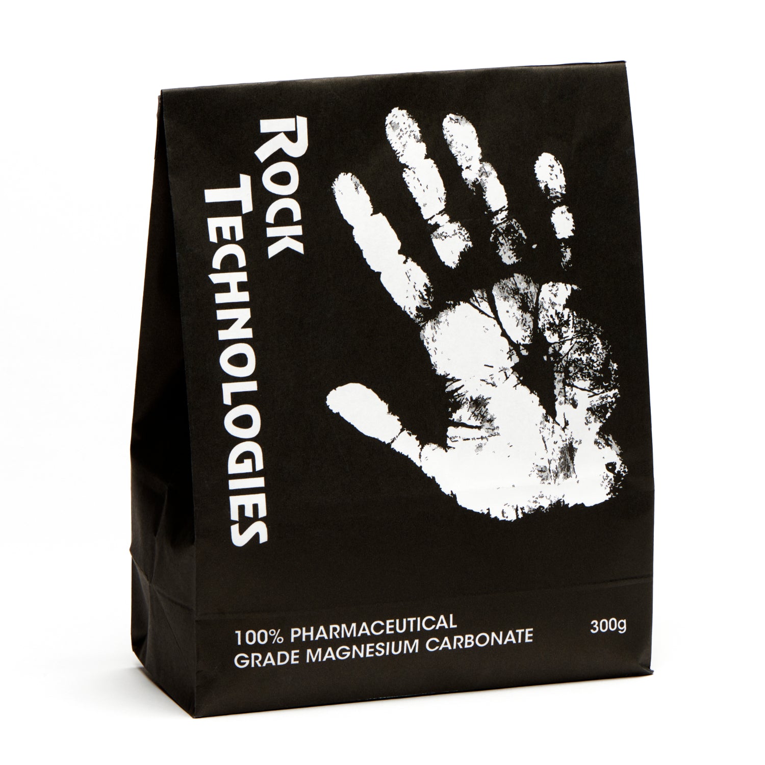 Rock Technologies Loose Chalk 300g in a black and white paper bag 