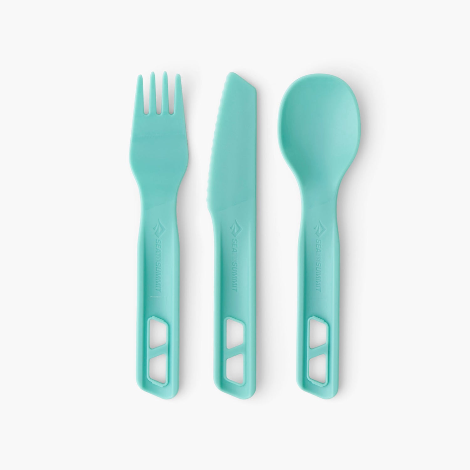 Sea to Summit Passage Cutlery Set (3 Piece) in aqua sea blue colour.