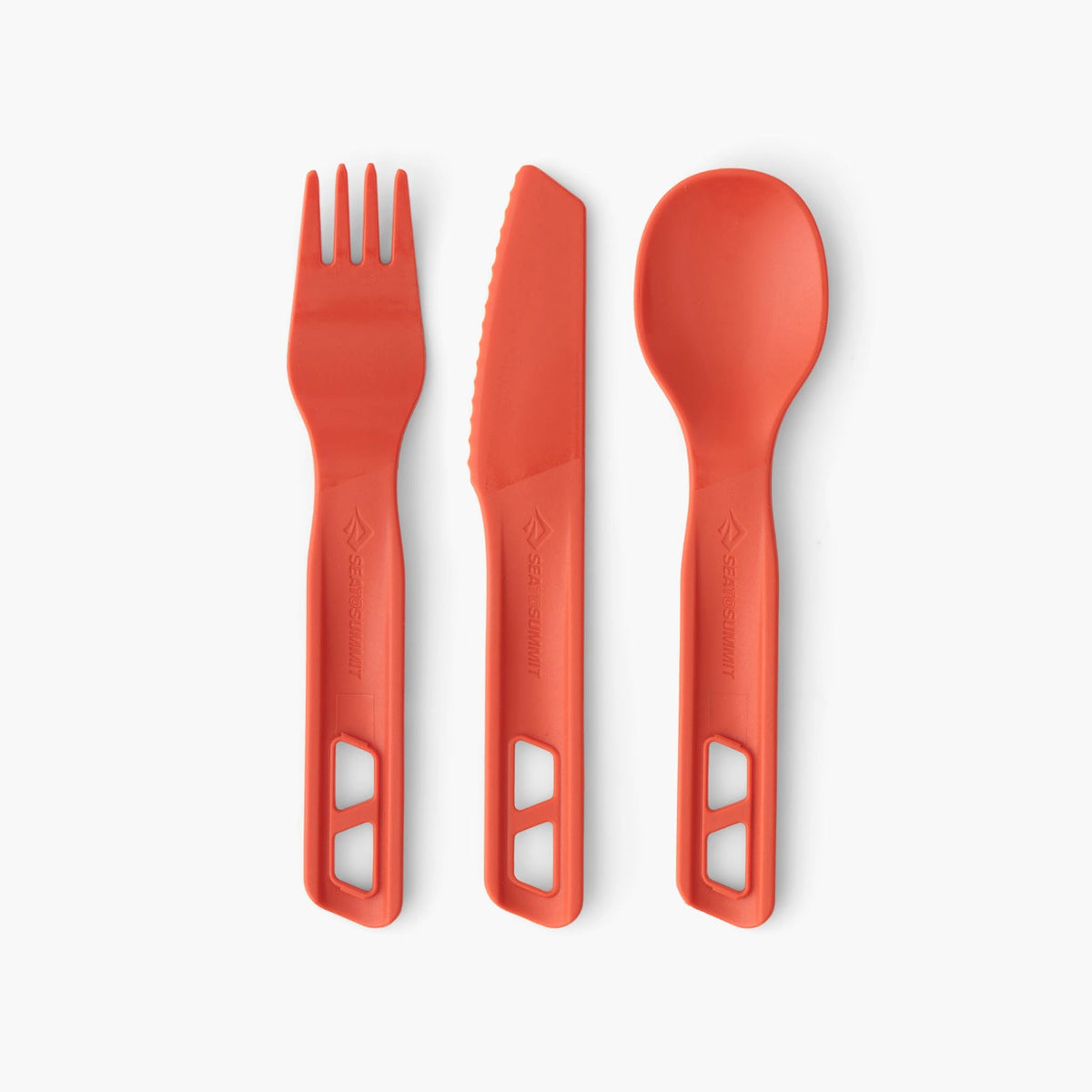 Sea to Summit Passage Cutlery Set (3 Piece) in spicy orange colour.