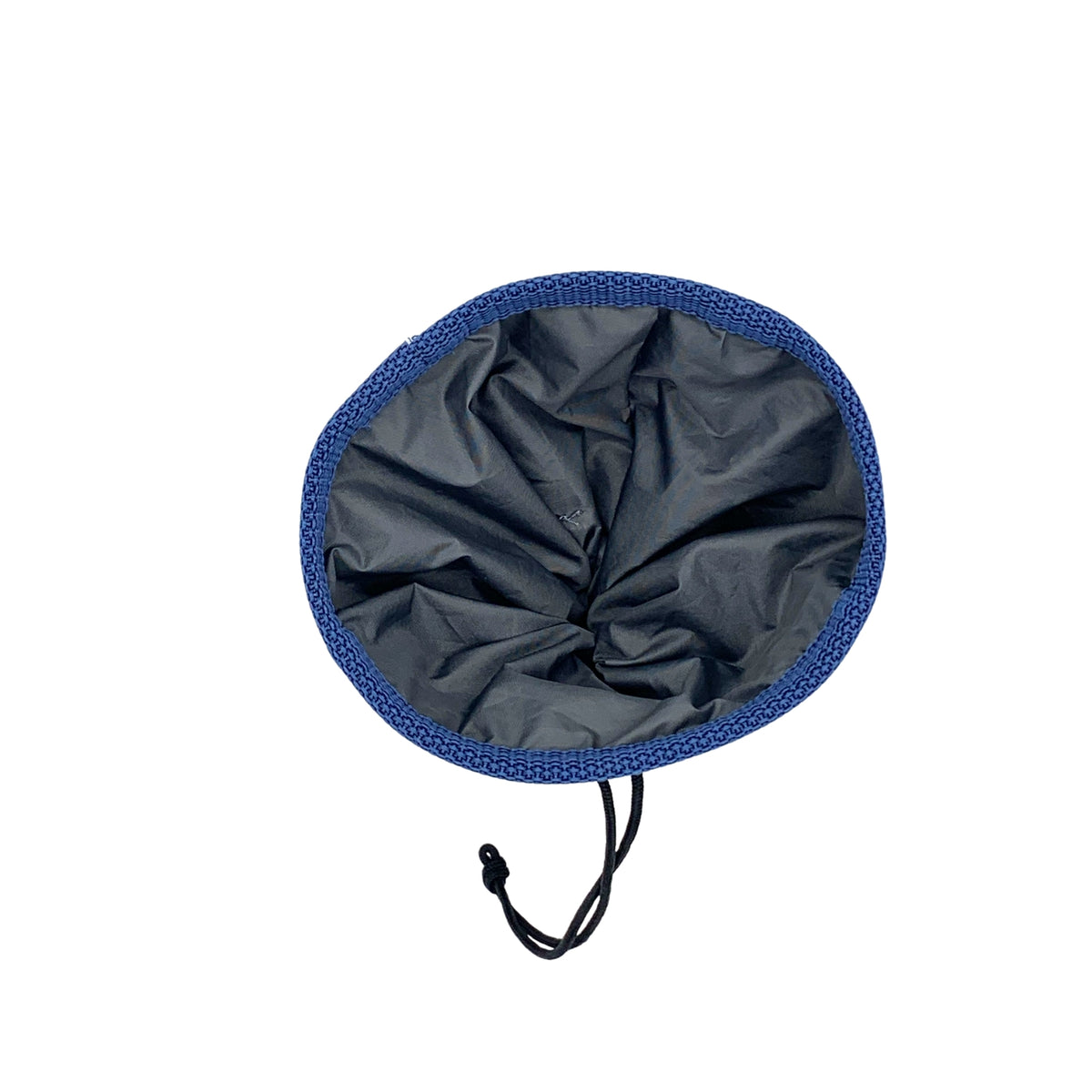 Blue and gray drawstring bag on a white background