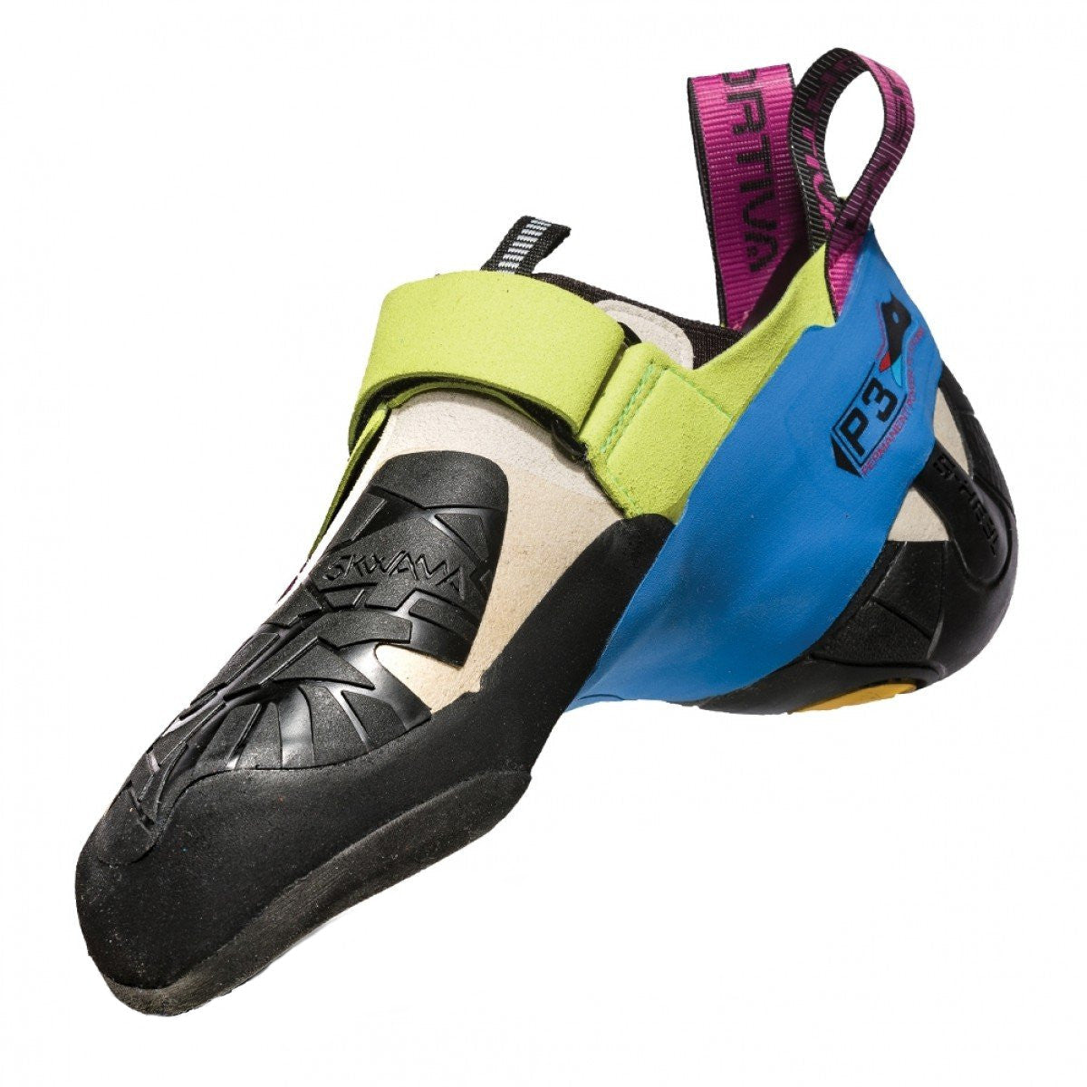 La Sportiva Skwama Women's climbing shoe as seen from the side.