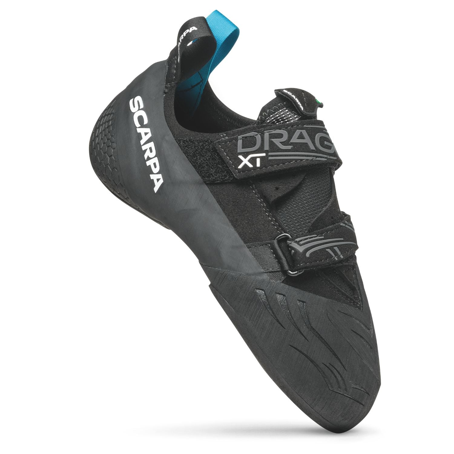 Scarpa Drago XT climbing shoes in black with double straps