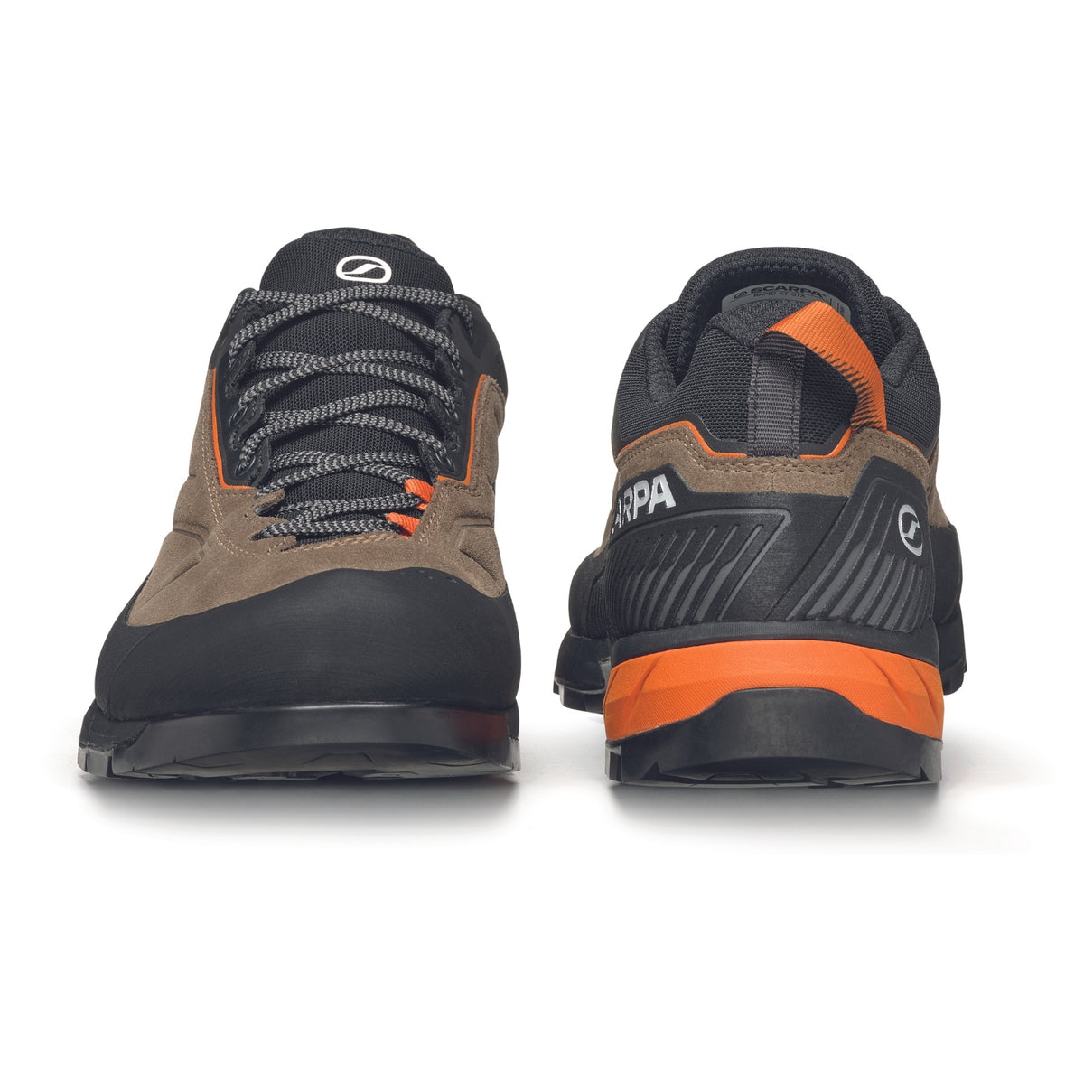 Scarpa Rapid XT GTX Mens approach shoe in caribour rust colour, showing toe box