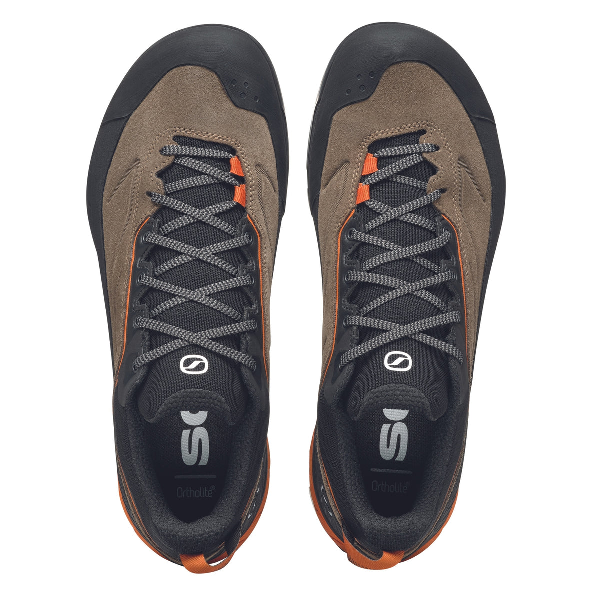 Scarpa Rapid XT GTX Mens approach shoe in caribour rust colour, showing upper profile.