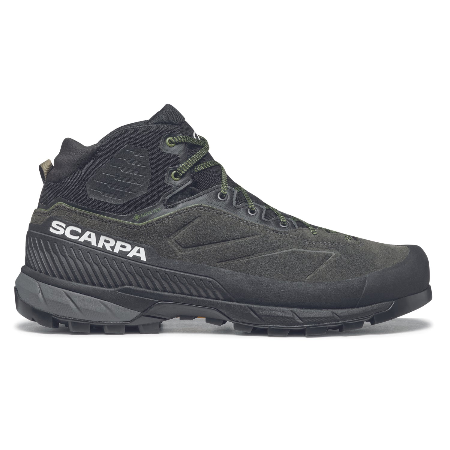 Scarpa Rapid XT Mid GTX Mens approach shoes in shark military showing side profile