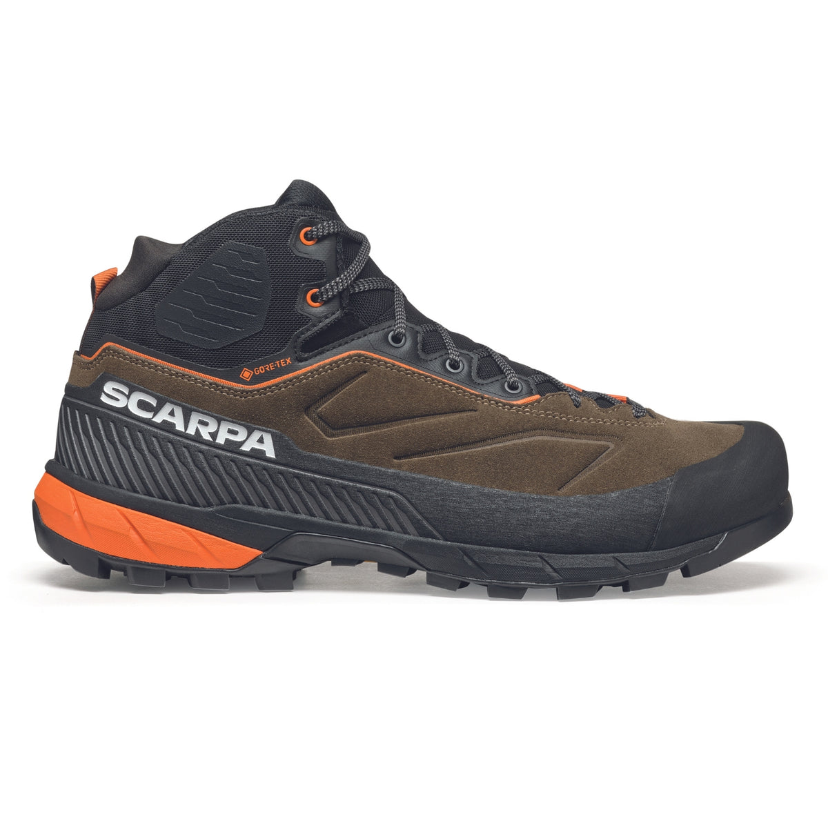 Scarpa Rapid XT Mid GTX Mens approach shoes in caribou rust showing side profile