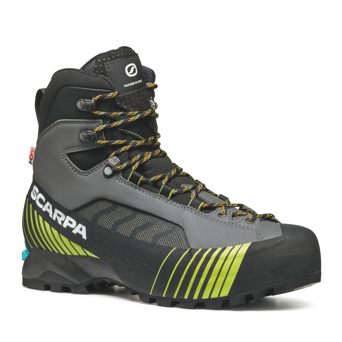 Scarpa Ribelle Lite HD Mens Gray hiking boot with black and yellow accents on a white background