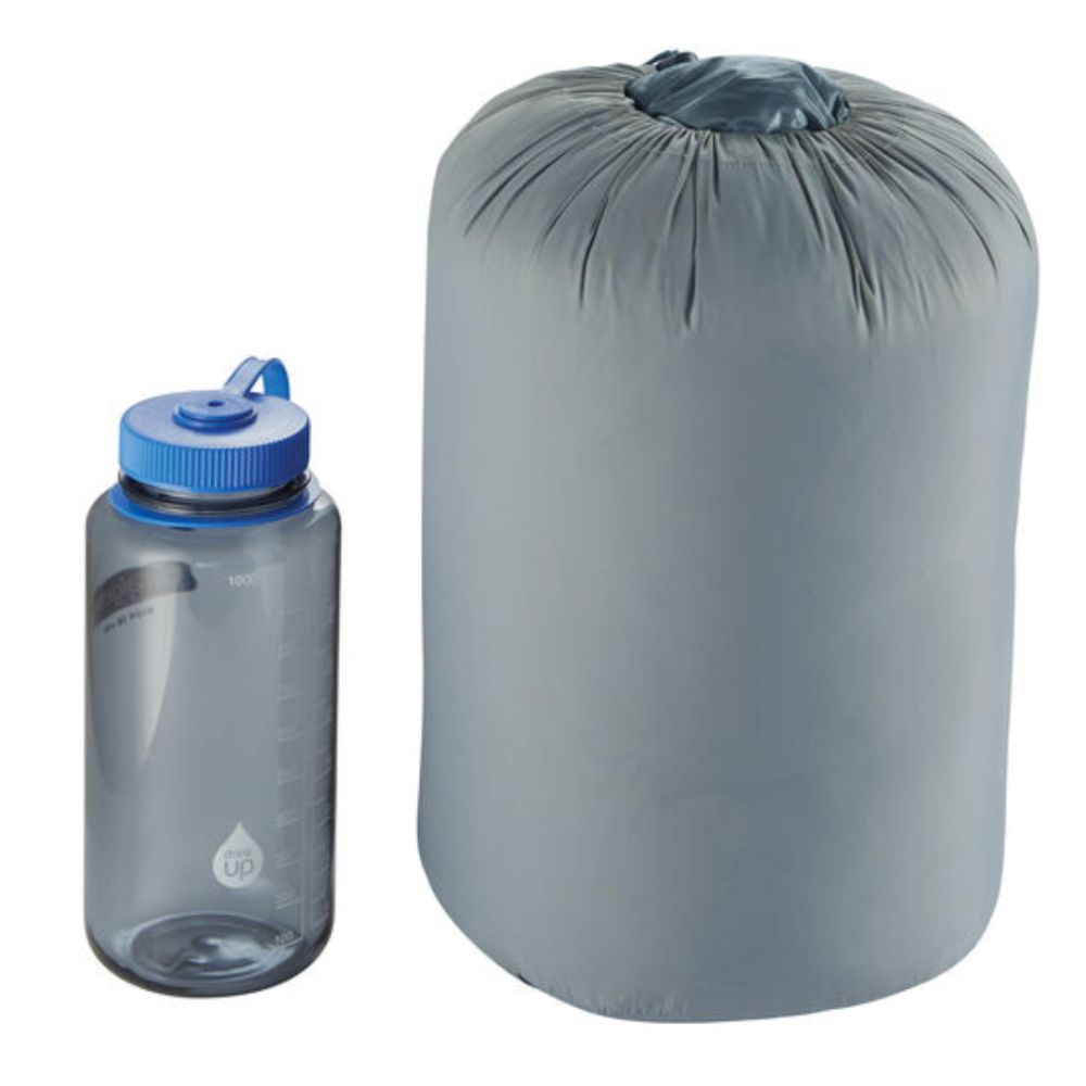 packed up Thermarest Vela 32F/0C next to a nalgene