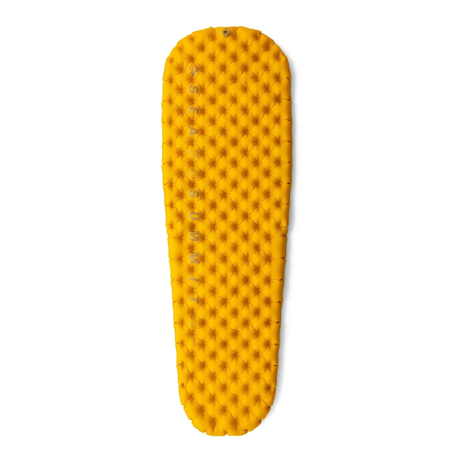Yellow inflatable sleeping pad on a white background