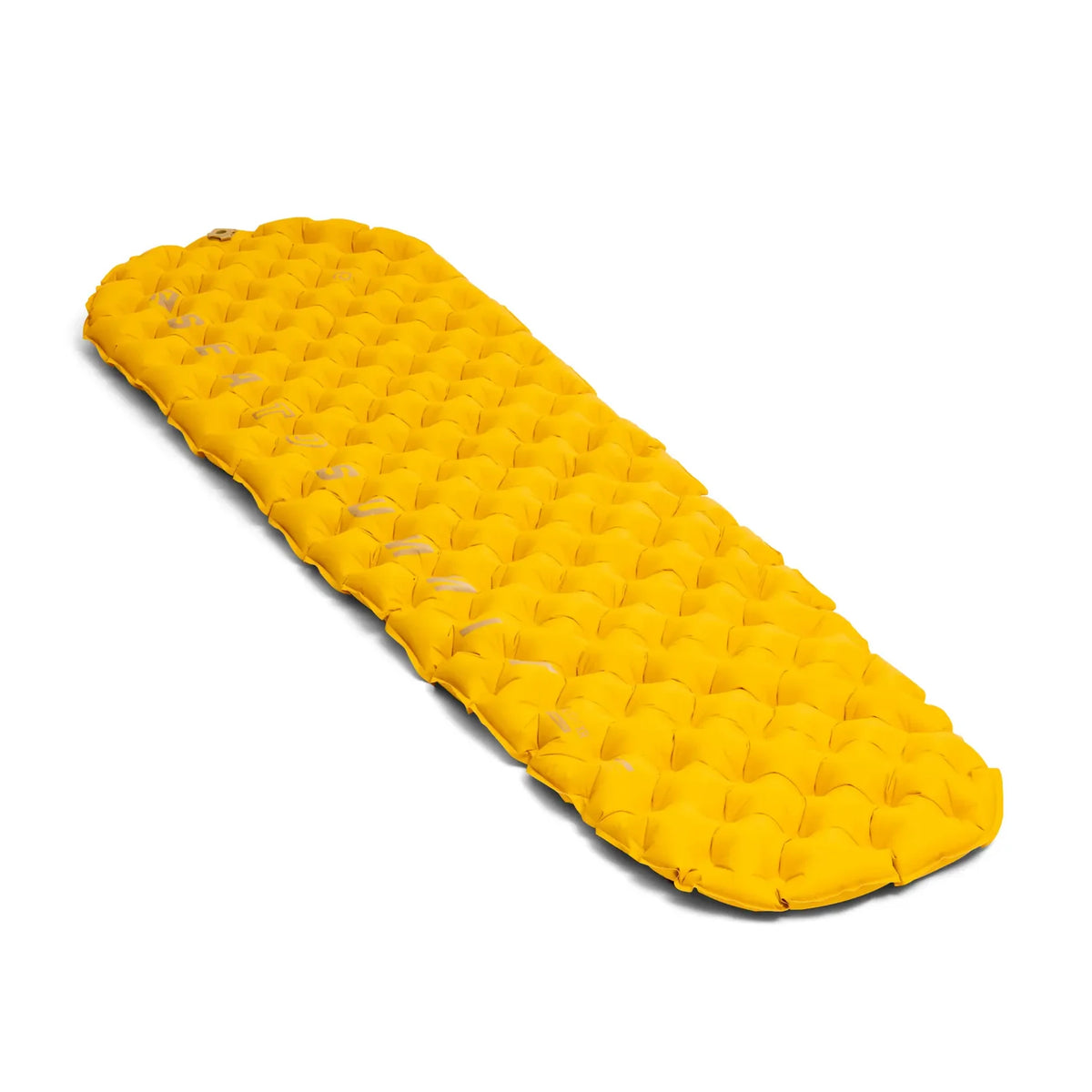 Yellow inflatable sleeping pad on a white background