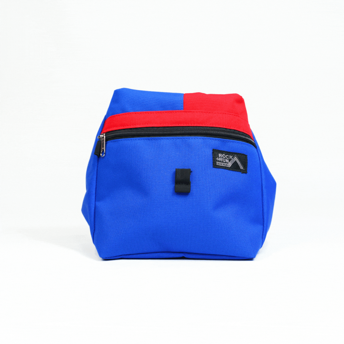 Blue and red bag with a visible brand logo on a white background