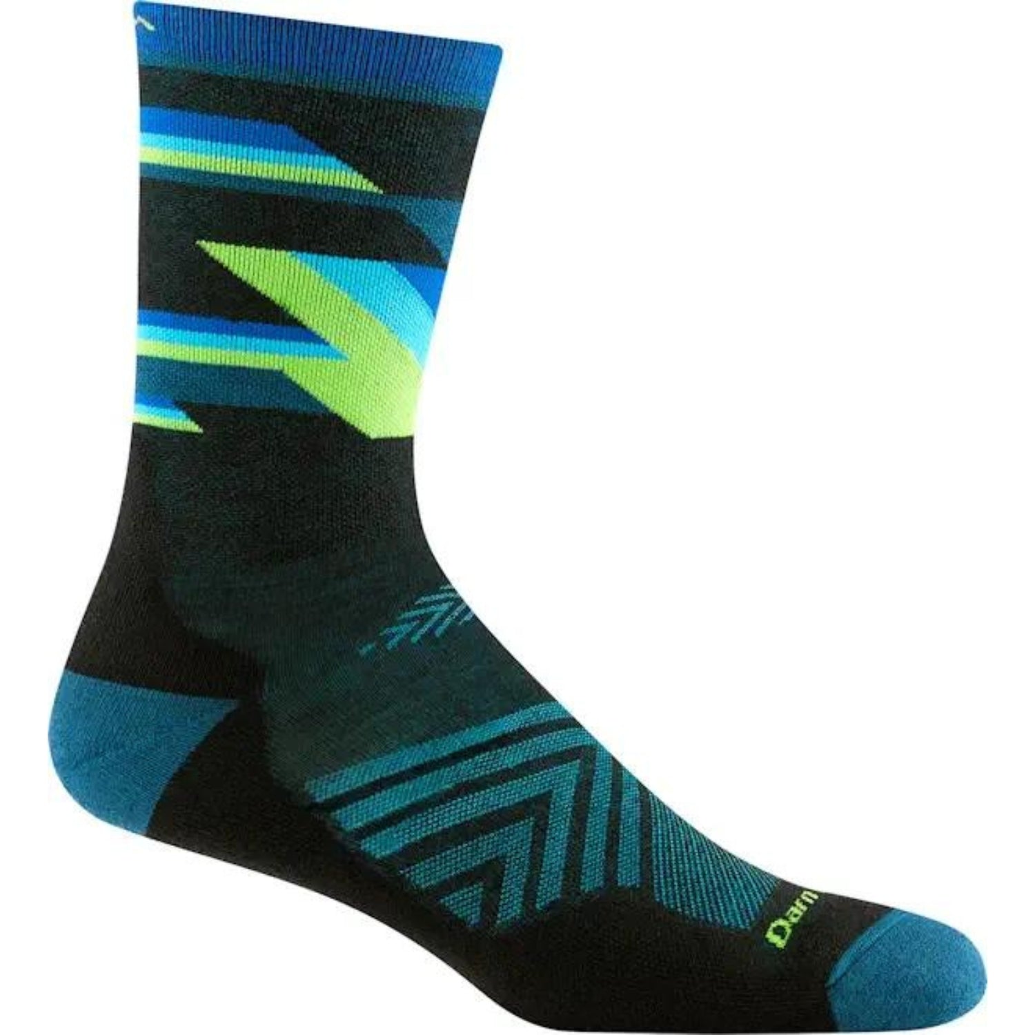 Darn Tough Men's Bolt Micro Crew Ultra-Lightweight Running Sock in black with bolt pattern