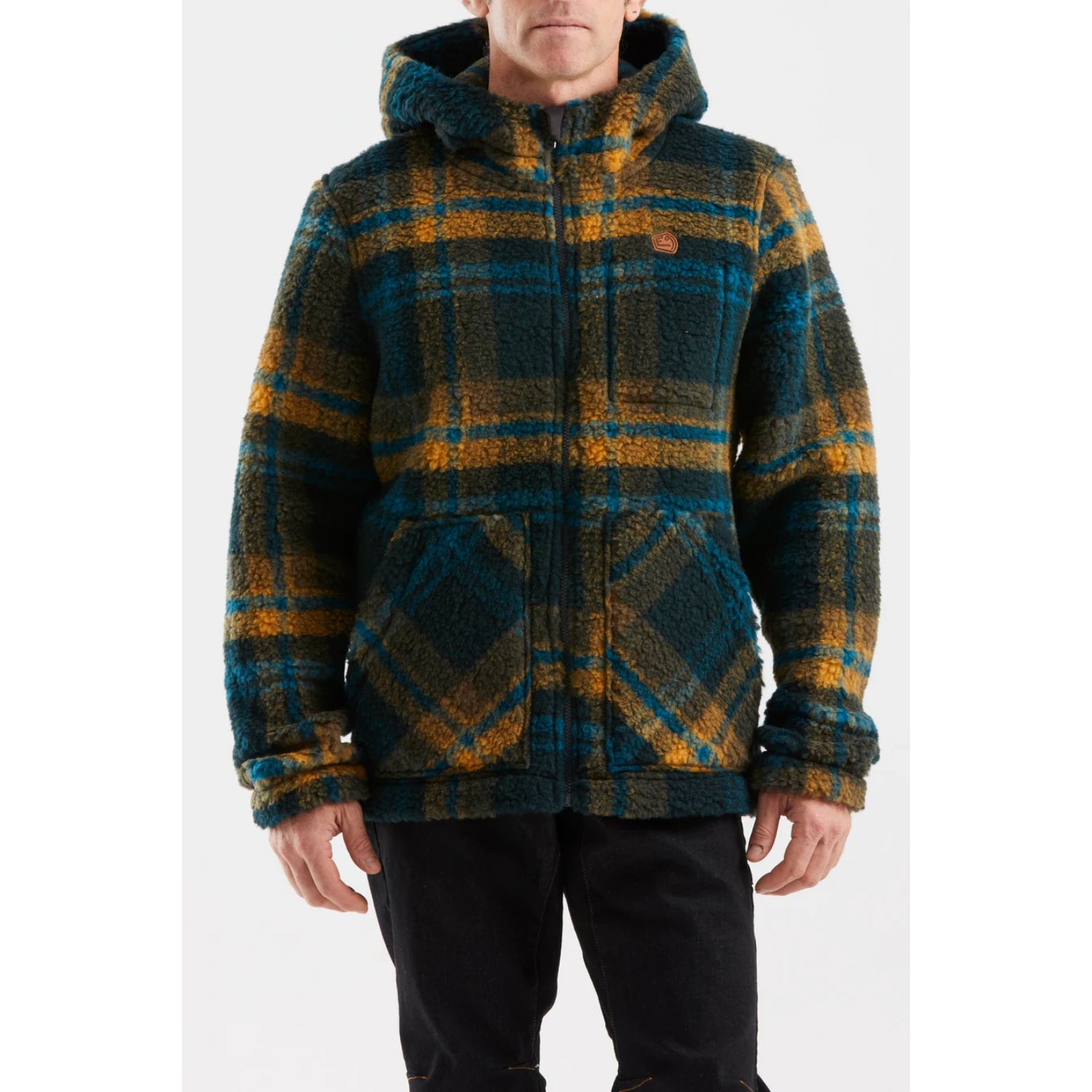 Plaid jacket with a hood on a white background