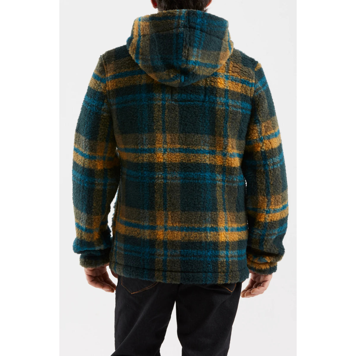 Plaid jacket with hood on a white background