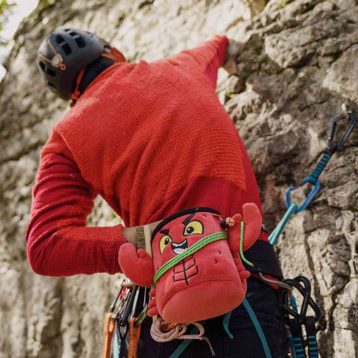 YY Lobster Chalk Bag In Use Outside