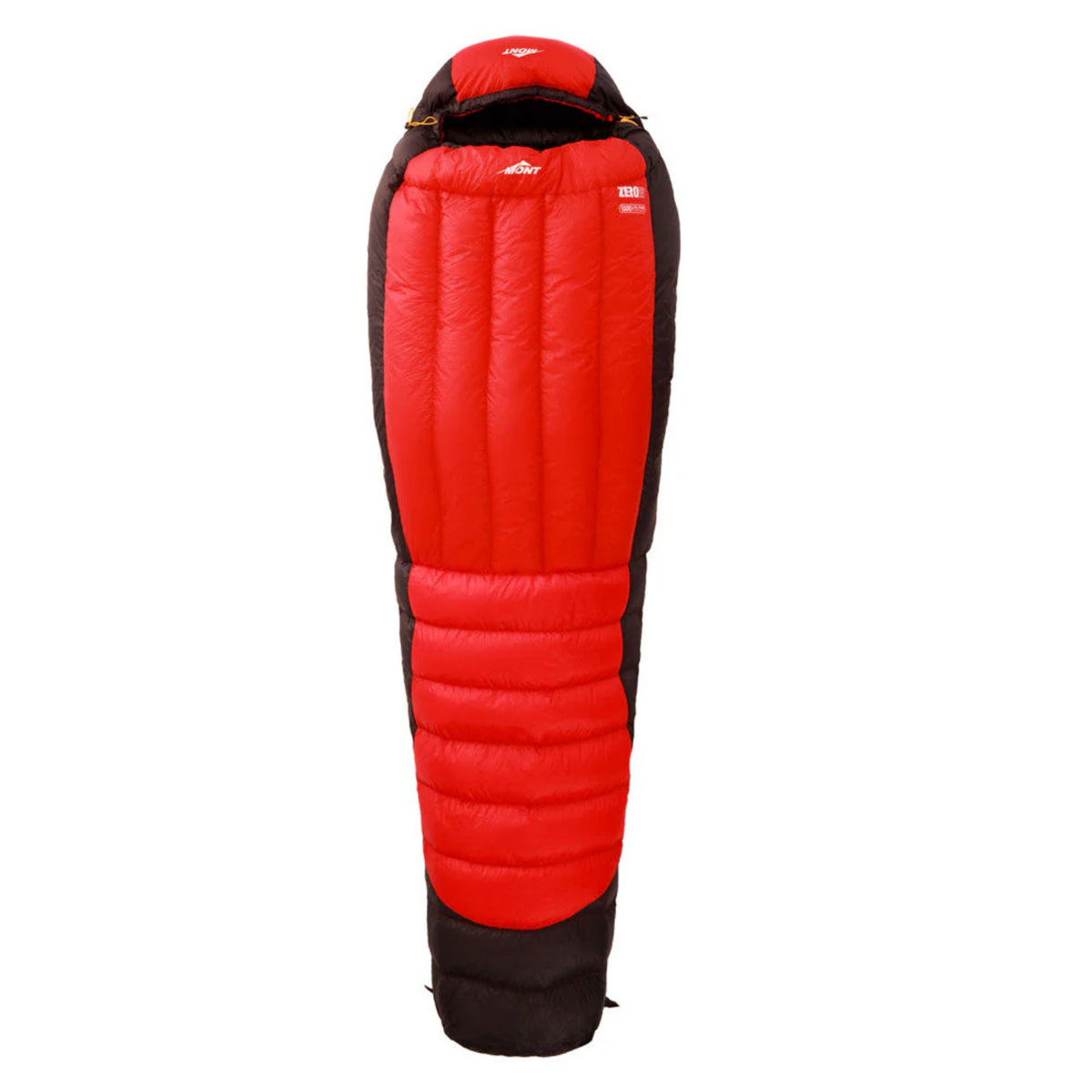 Red and black sleeping bag on a white background
