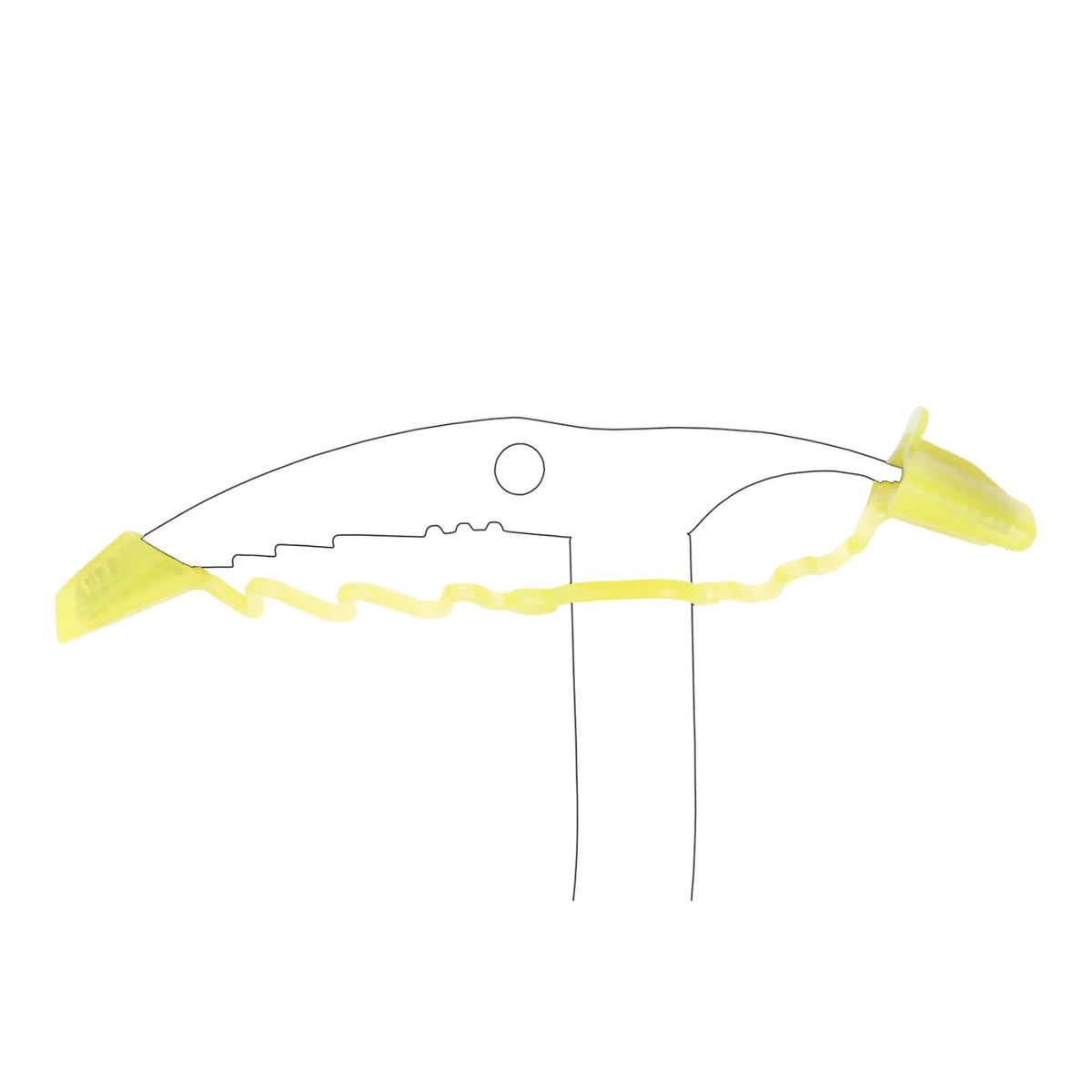 Outline of a knife with yellow blade on a white background