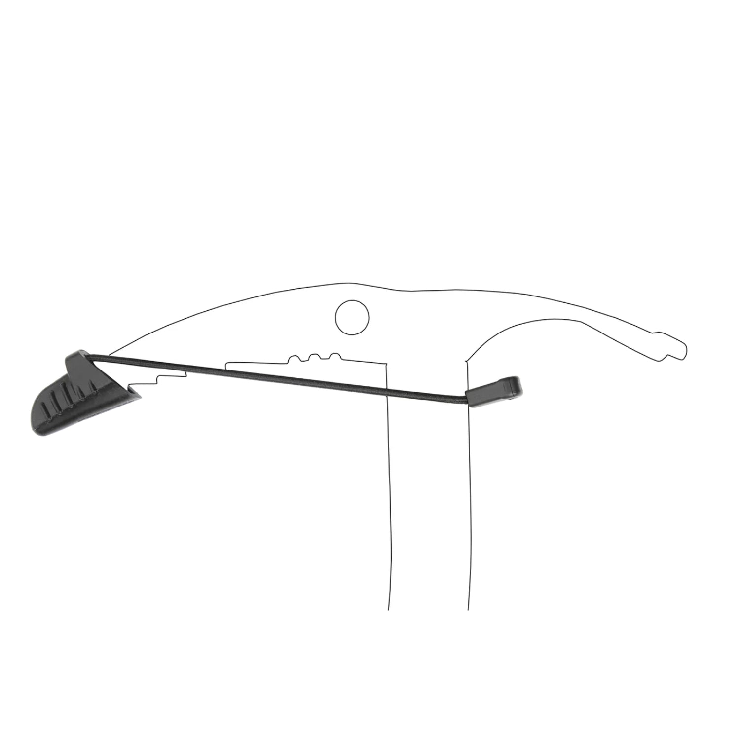 Black archery bow and arrow on a white background