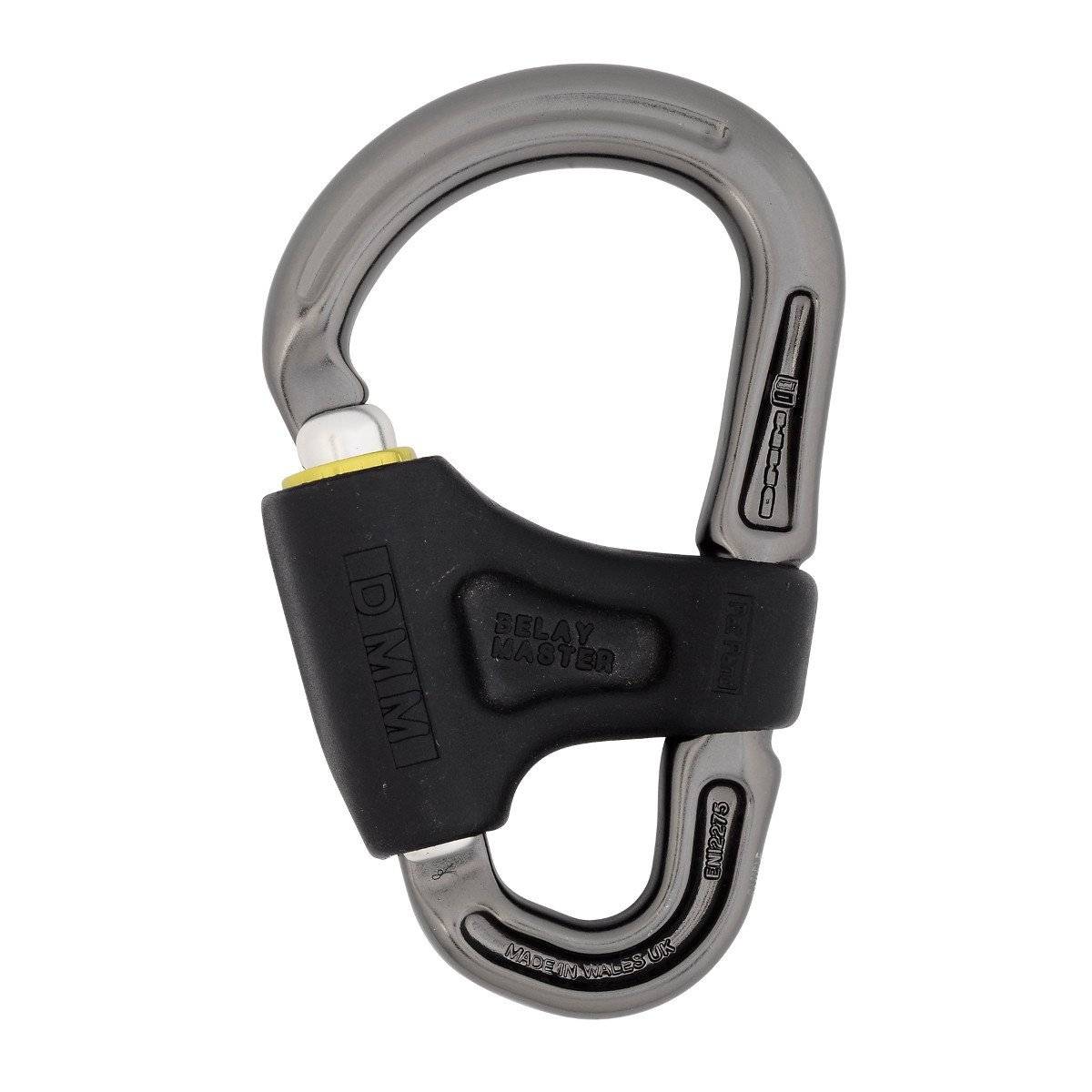 DMM Belay Master 2 belay Carabiner, showing plastic clip locked