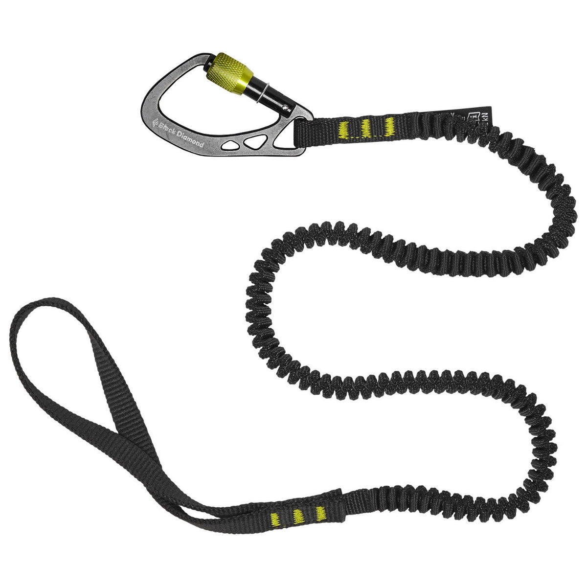 Black Diamond Slinger Leash shown in black with silver Screwgate