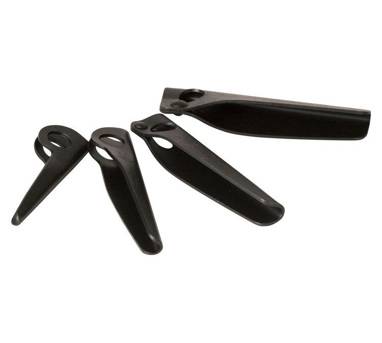 Black Diamond Angle Pitons 4 sizes shown laid flat side by side