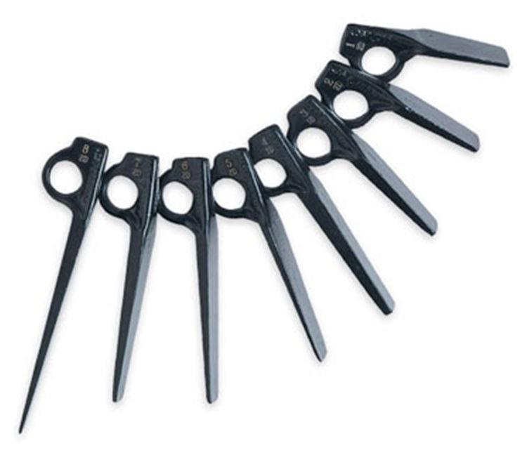 Black Diamond Lost Arrow Piton range, showing all sizes side by side