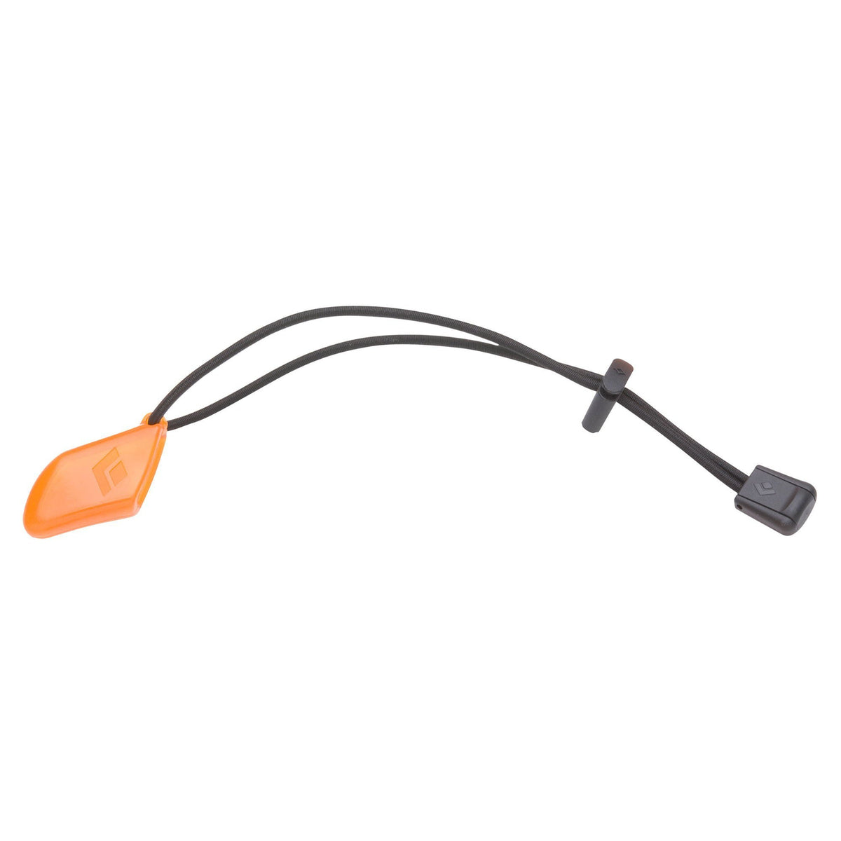 Black Diamond Pick Protector in orange colour on a black string