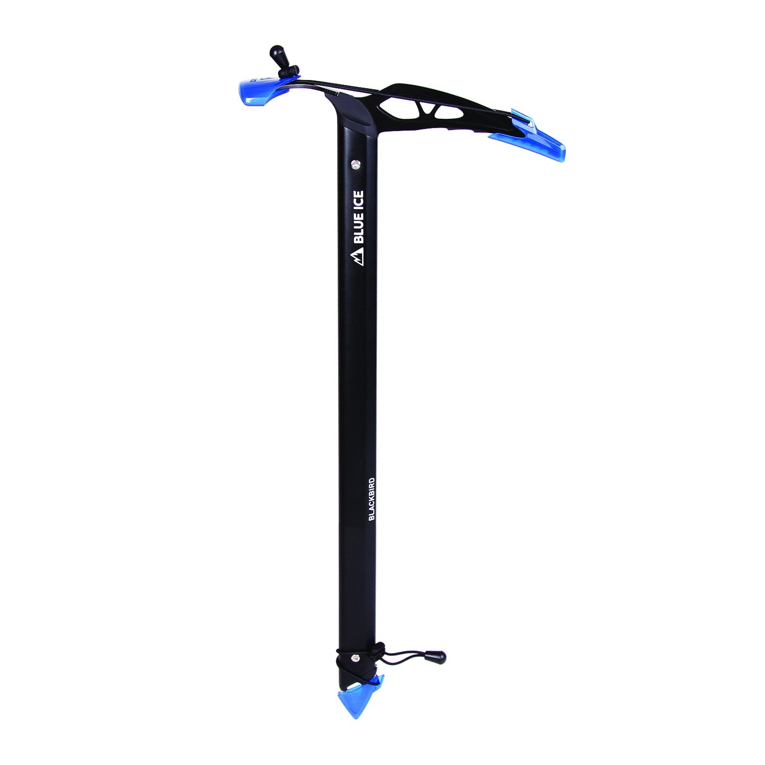 Blue Ice Blackbird ice axe with pick and spike protector