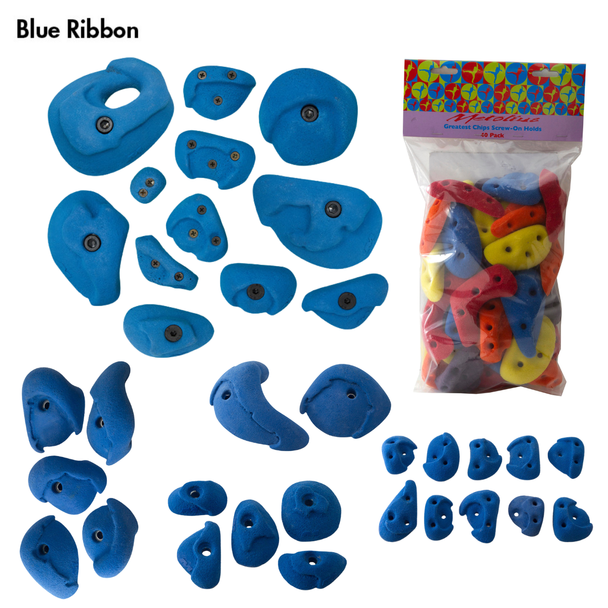 Metolius Blue Ribbon Climbing Holds Bundle (Blue)