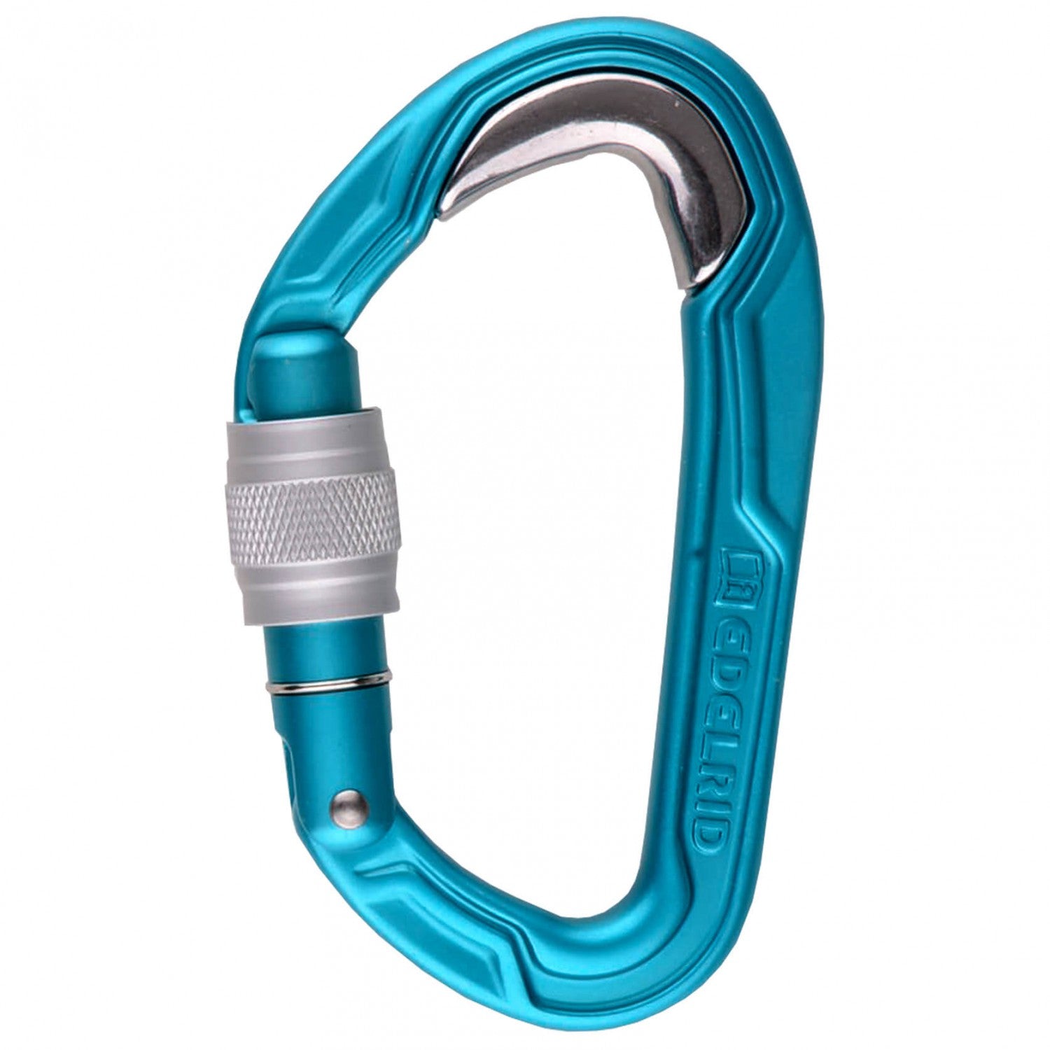 Edelrid Bulletproof Screw carabiner, in green colour with silver screw