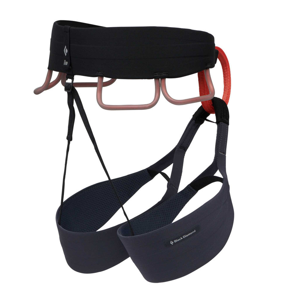 Black Diamond Solution Harness in carbon with a red belay loop