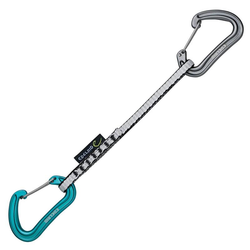 Edelrid Nineteen G 18cm Quickdraw, with white/black sling and silver/blue carabiners