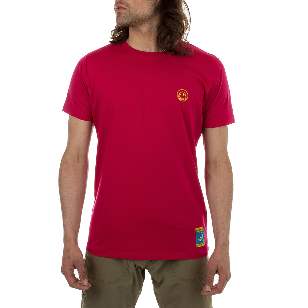 La Sportiva Climbing on the Moon T-Shirt Men's Fuschia/Yellow S