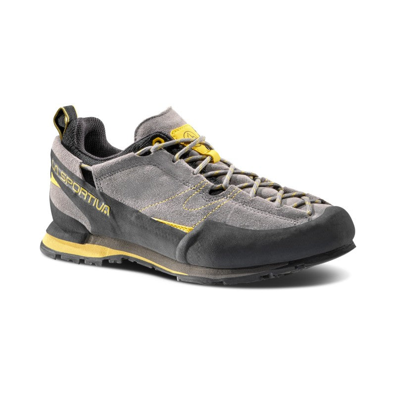 La Sportiva Boulder X approach shoes in grey/black and yellow trim