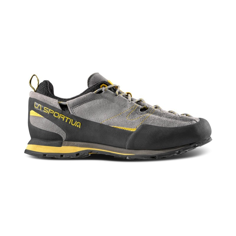 La Sportiva Boulder X approach shoes in grey/black and yellow trim