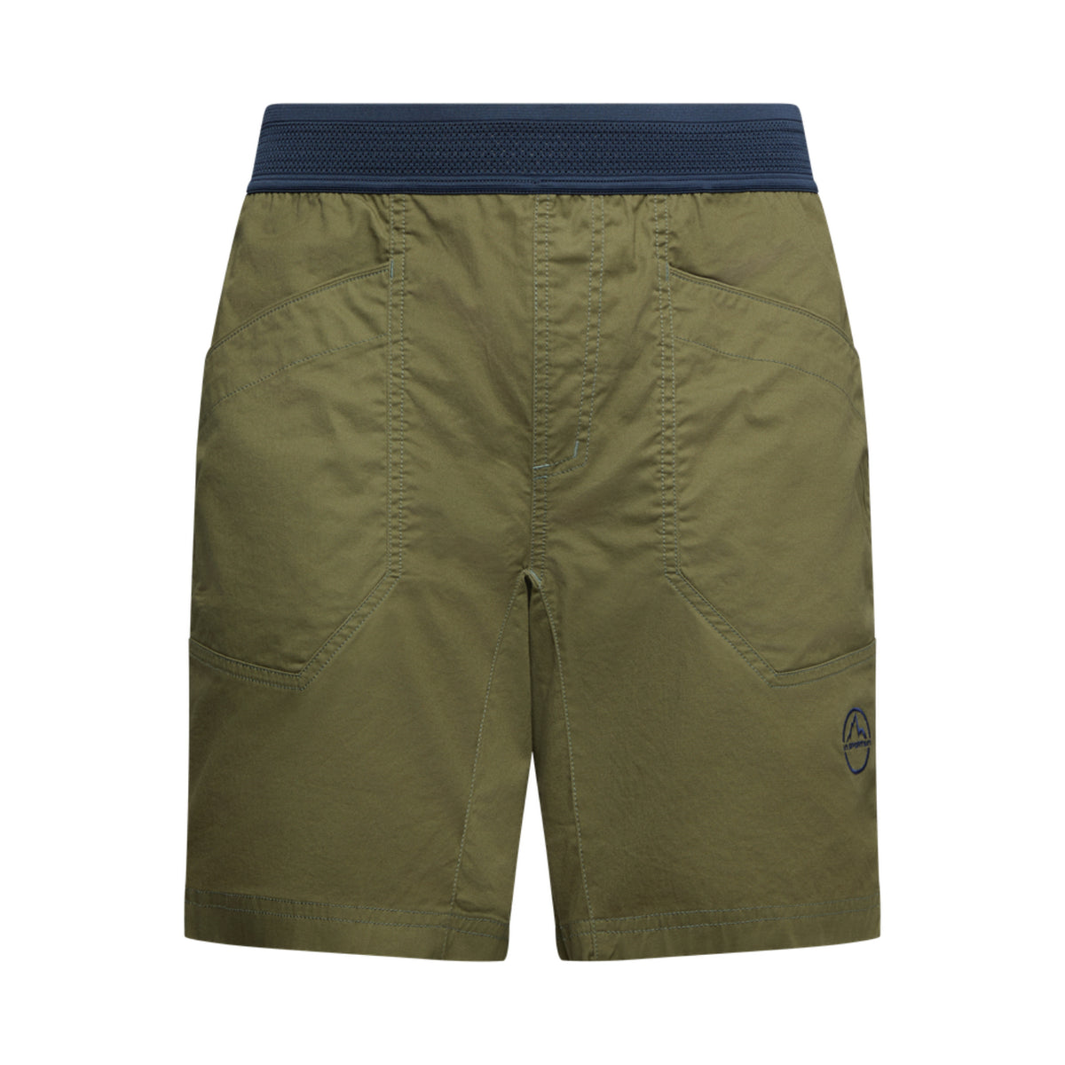 roots shorts in green on a white background