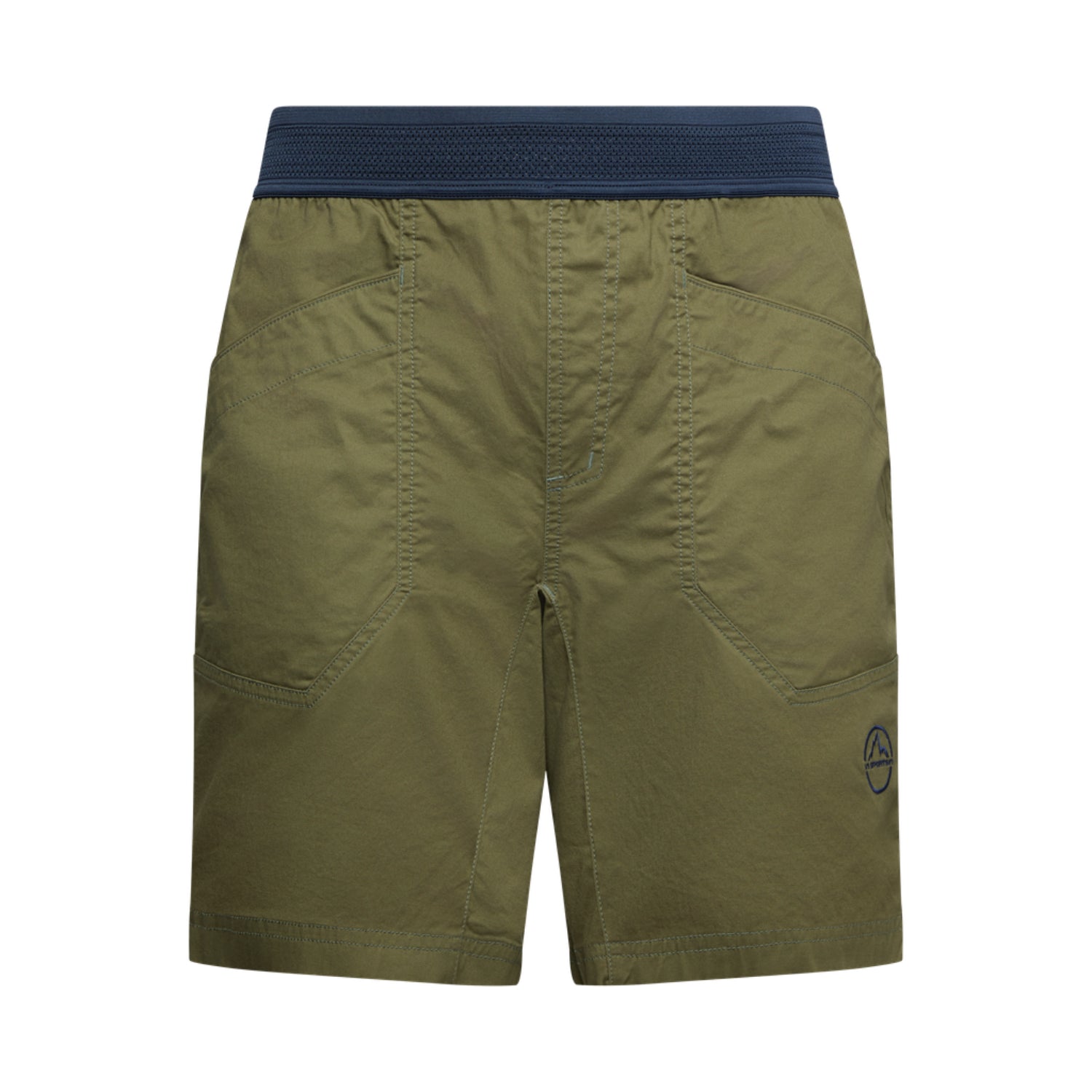 roots shorts in green on a white background