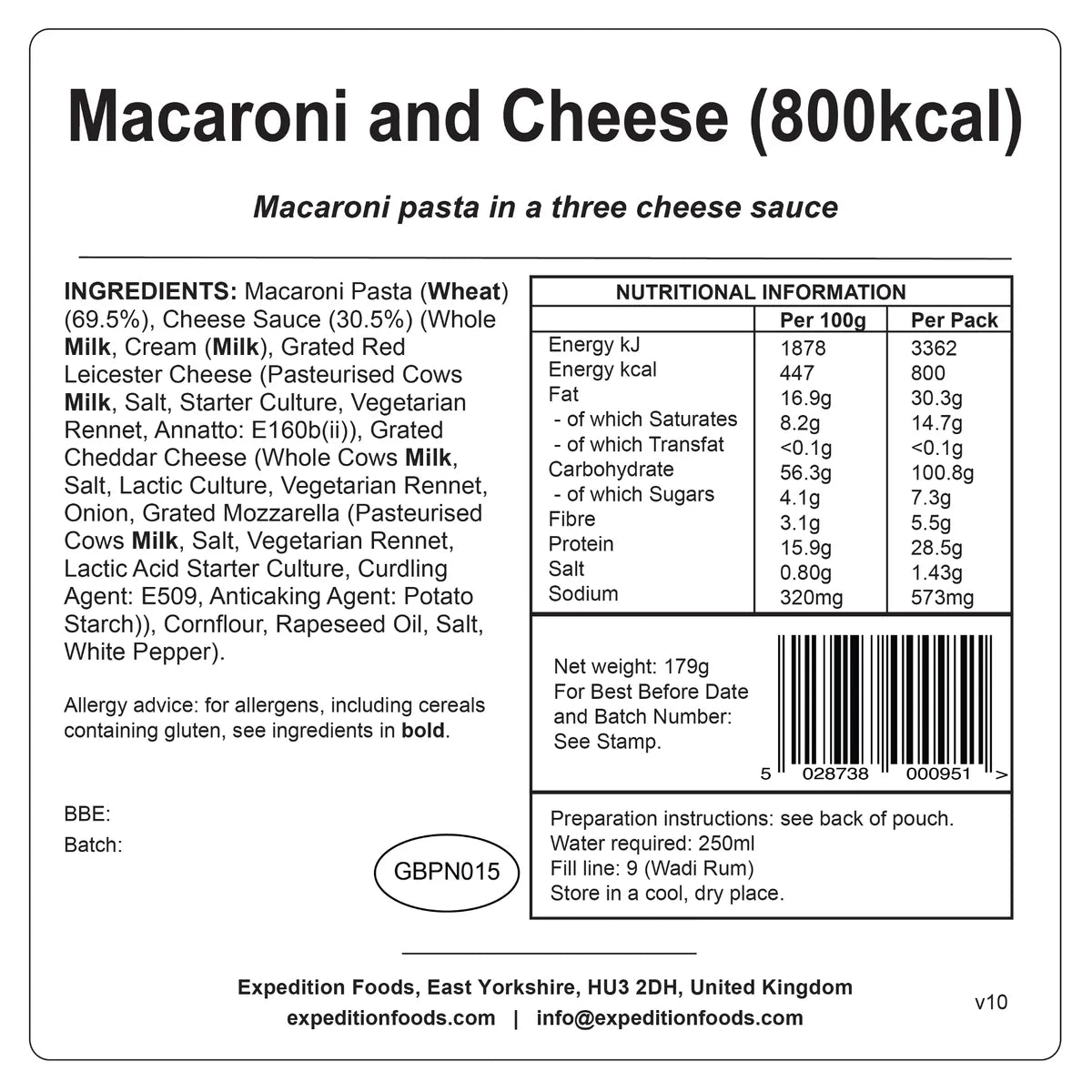 Expedition Foods Macaroni And Cheese 800kcal