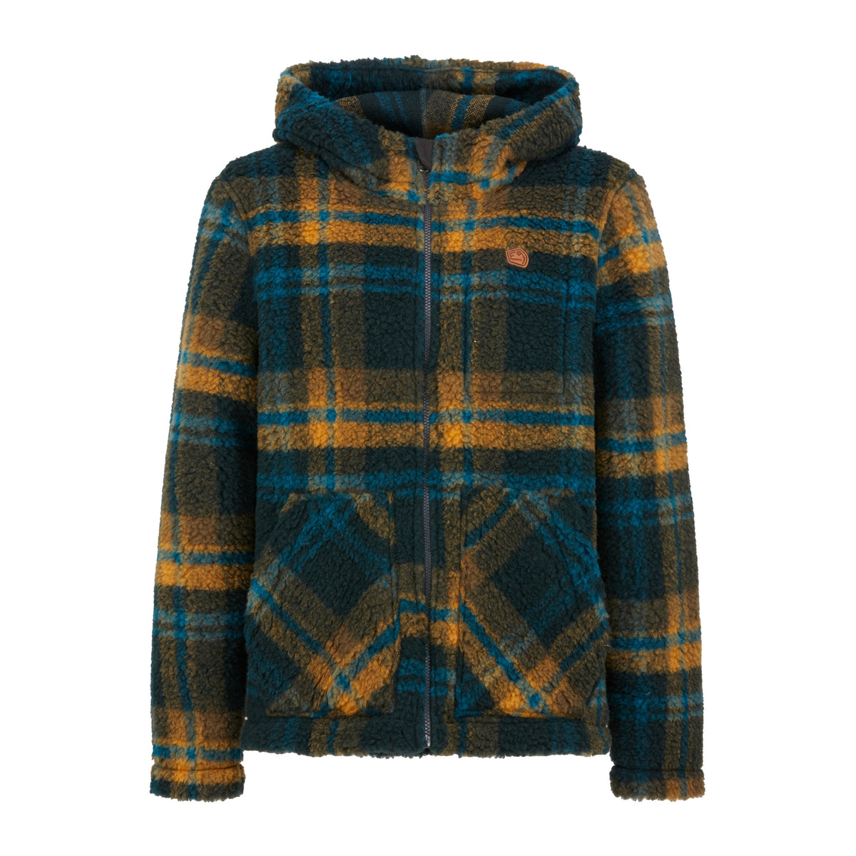 Plaid jacket with a hood on a white background