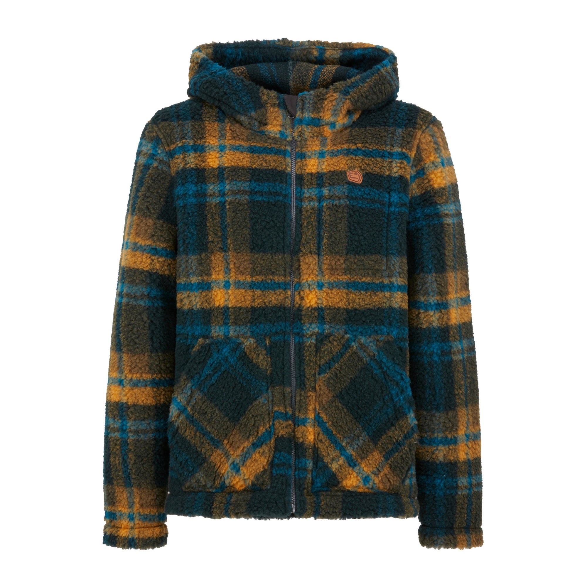 Plaid jacket with a hood on a white background
