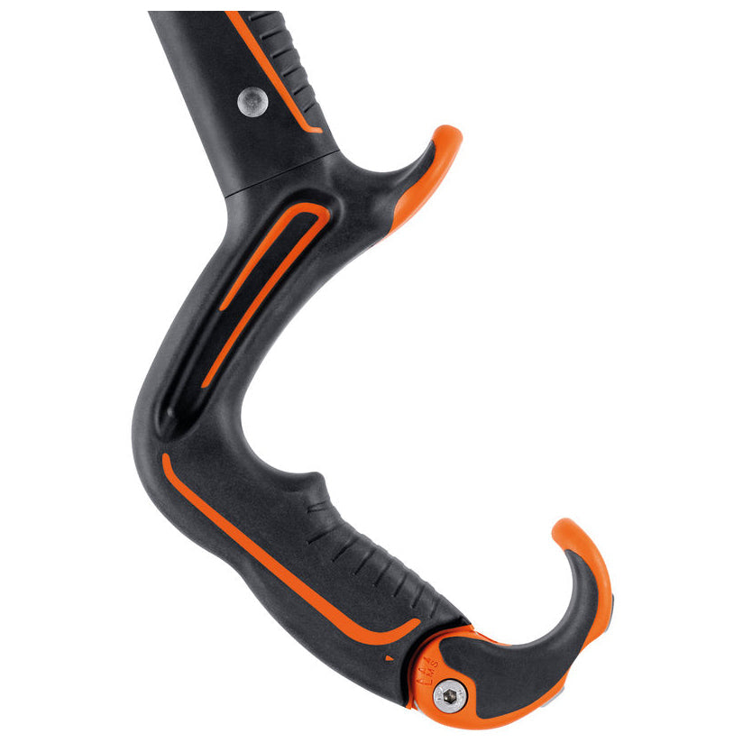 Petzl Ergonomic Ice Axe, close up showing handle design detail