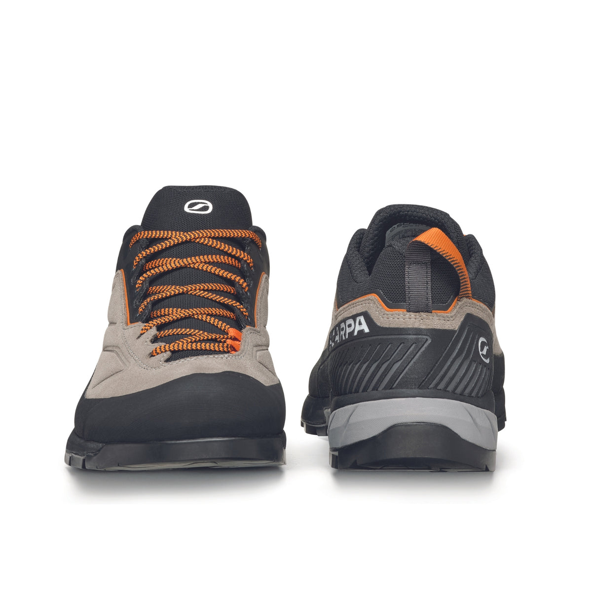 Scarpa Rapid XT approach shoes in Taupe-Rust Orange colour showing toe and heel profile.