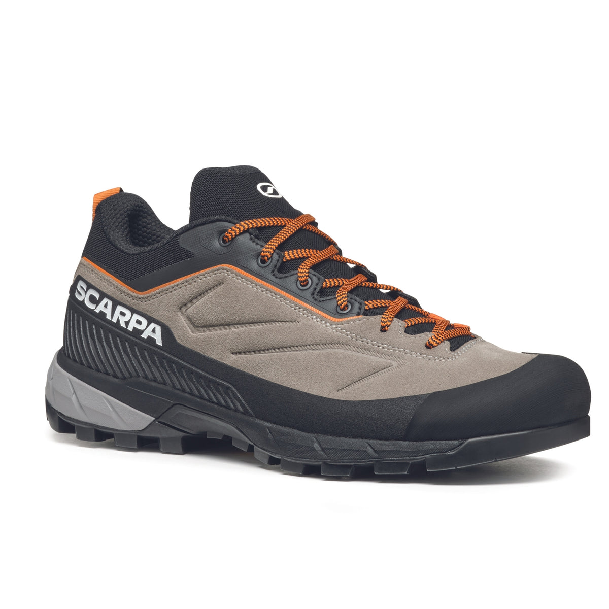 Scarpa Rapid XT approach shoes in Taupe-Rust Orange colour showing side profile.