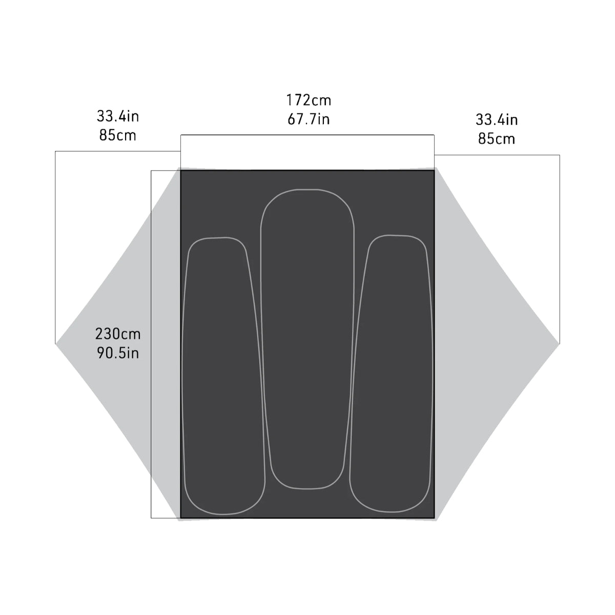 Sea to Summit Sentinel XP3 - 3 Person Tent - Dimensions