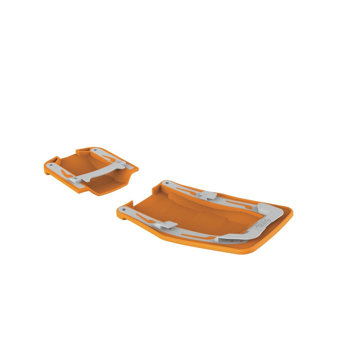Petzl Vasak/Sarken Antisnow (AB Plates), shown as a pair, side by side in orange colour