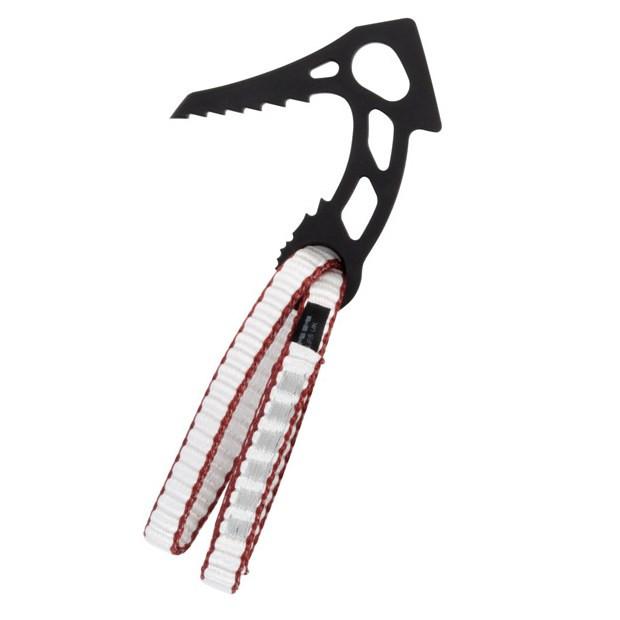 DMM Terrier Ice Anchor, in black colour with red/white sling