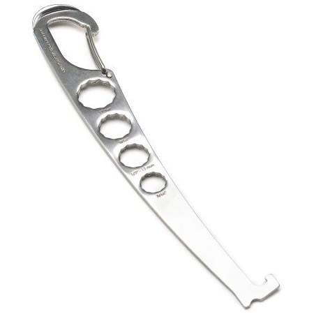 Metolius Torque Nut Tool, showing front/side view in silver colour