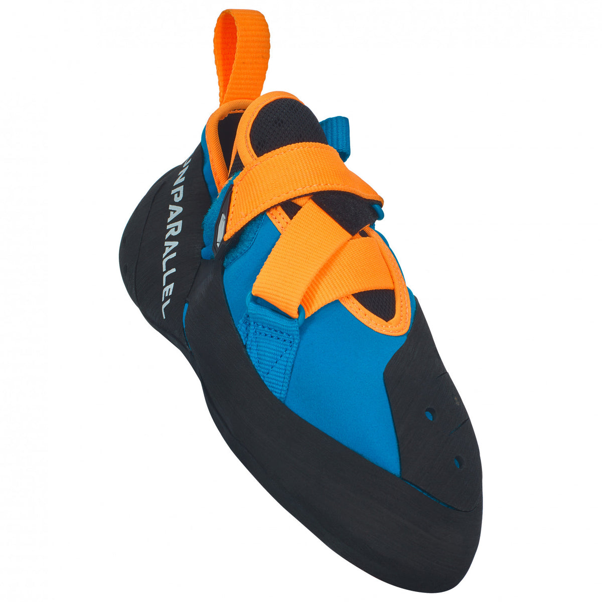 Unparallel Lyra climbing shoes in deep blue orange punch colour