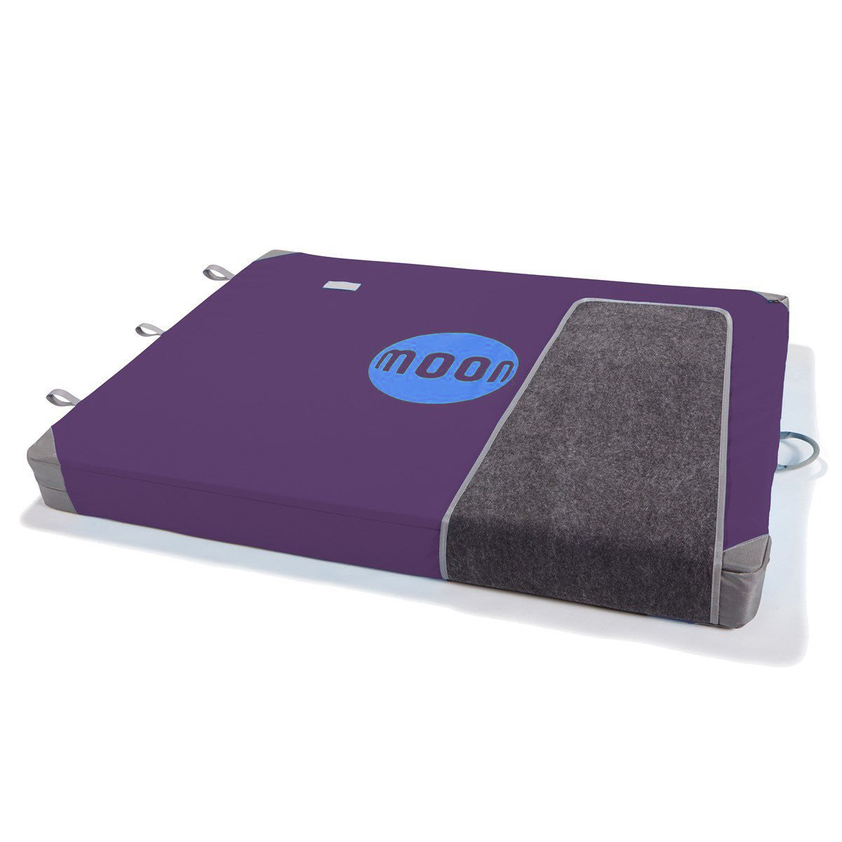 Moon Warrior in purple showing bold blue logo
